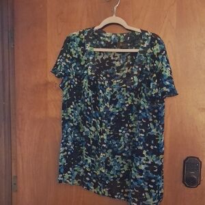Elegant Blue Floral Women's Blouse